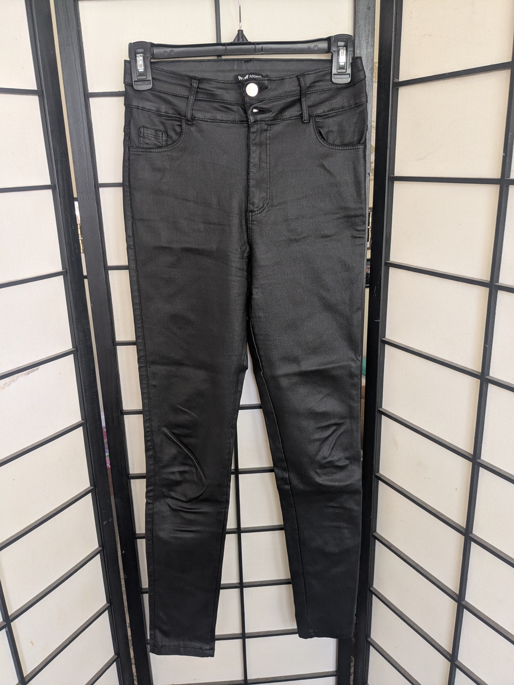 High-Rise Black Pleather Coated Women’s Skinny  Jeans